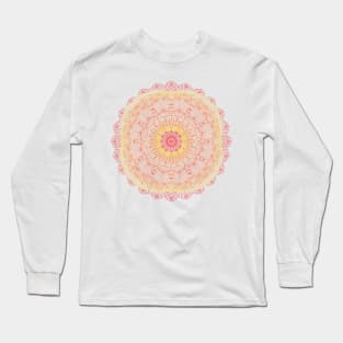 Round gradient mandala on white isolated background. Vector boho mandala pink colors. Mandala with floral patterns. Yoga template Long Sleeve T-Shirt